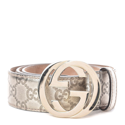 Gucci Metallic Guccissima Interlocking G Belt 90 36 Gold 1 of 6