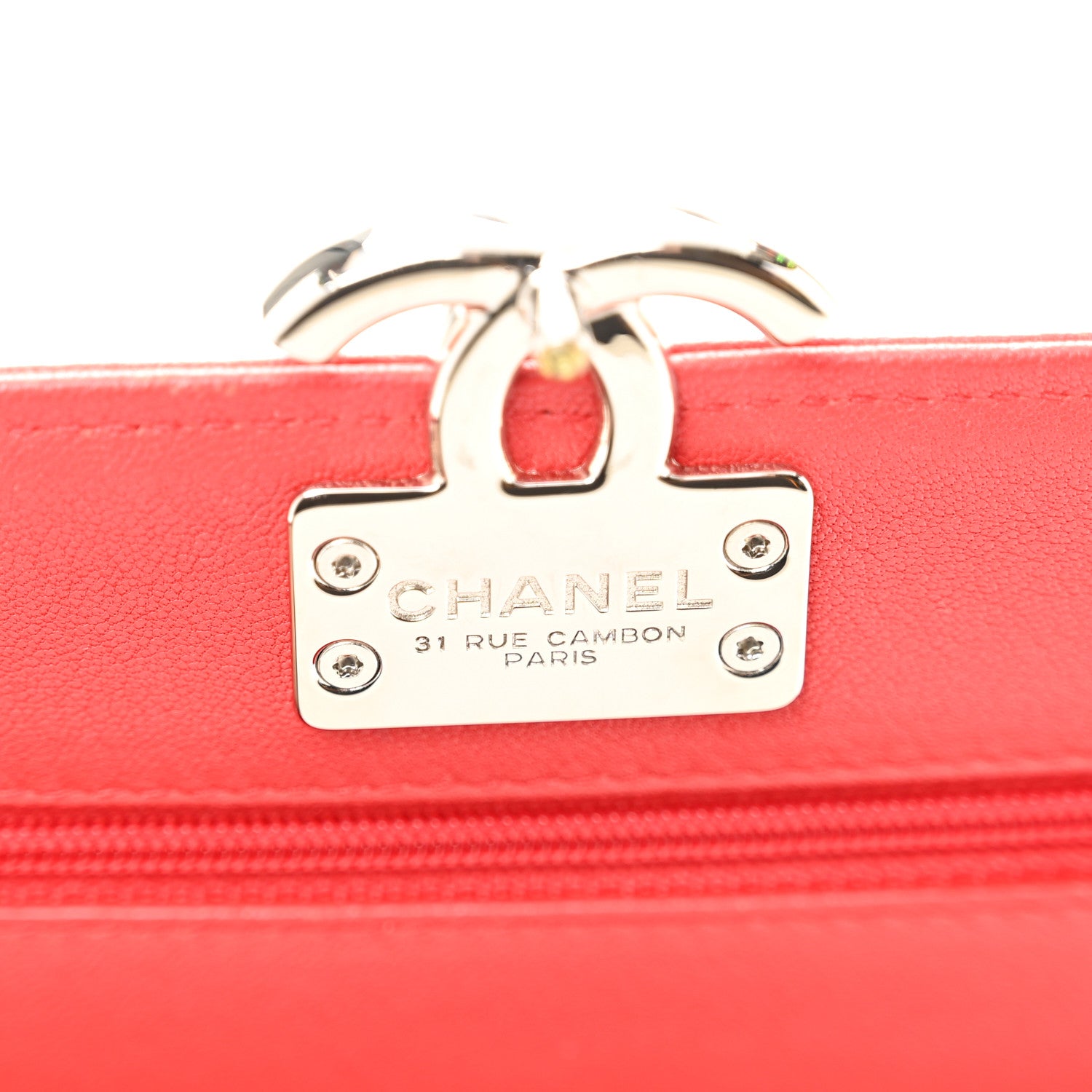 Chanel Grained Calfskin Quilted CC Box Wallet On Chain WOC Red 6 of 12