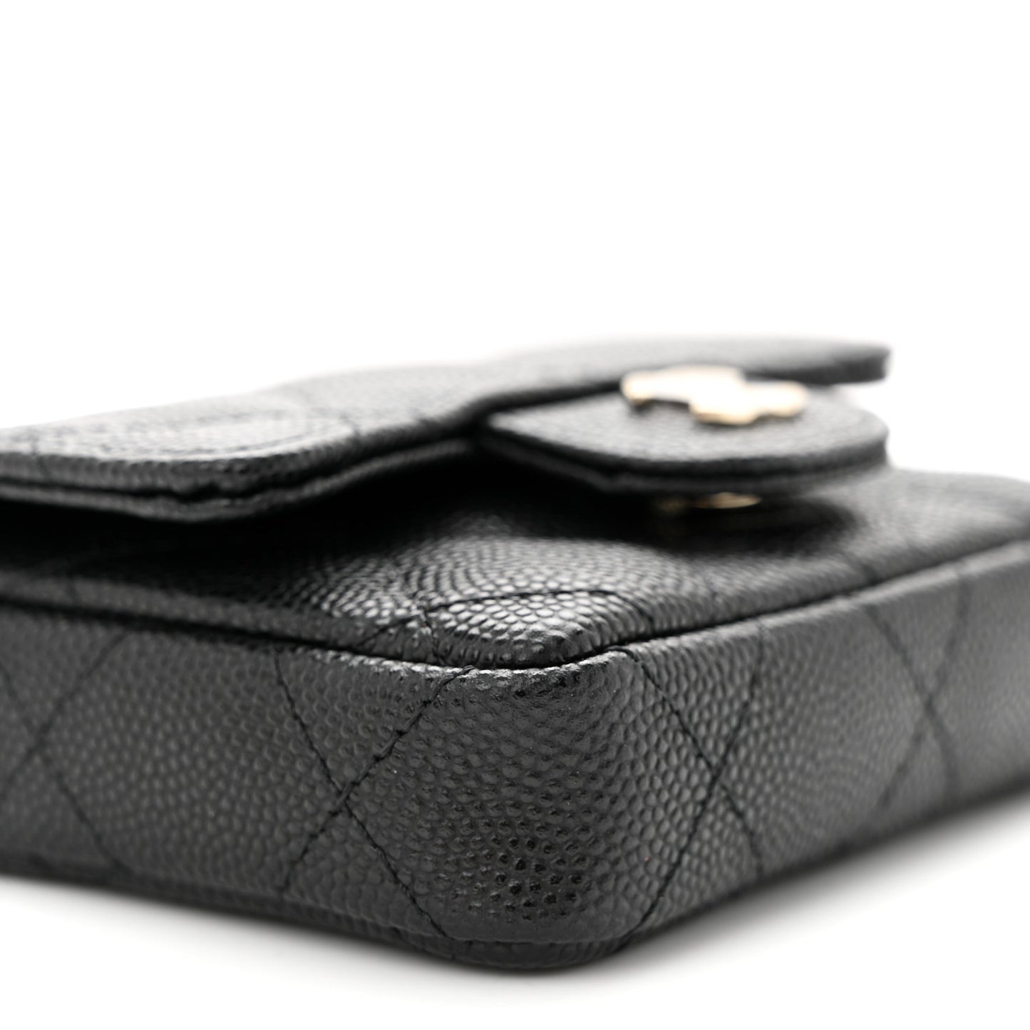Caviar Quilted Mini Chain Belt Bag Black