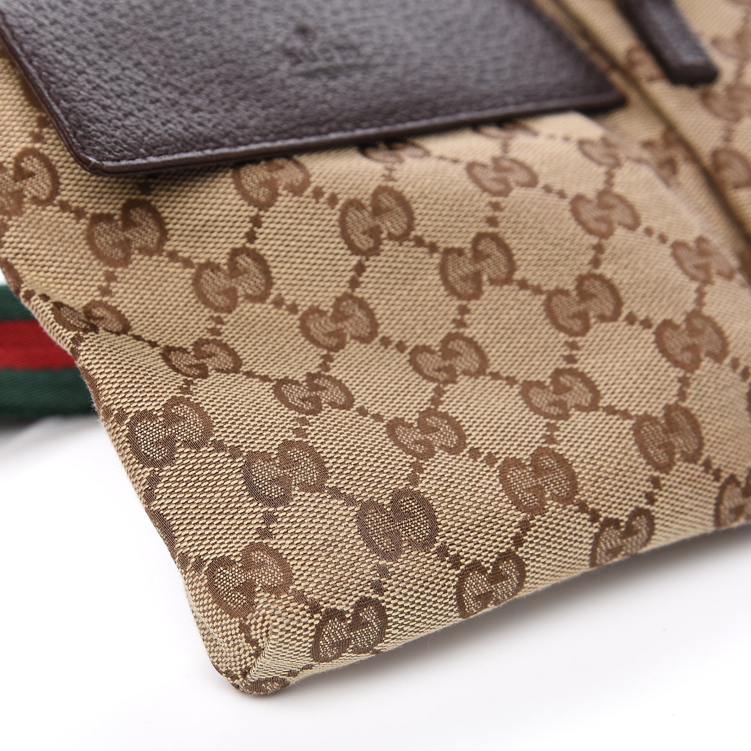 Gucci GG Monogram Web Double Pocket Belt Bag Dark Brown 6 of 7