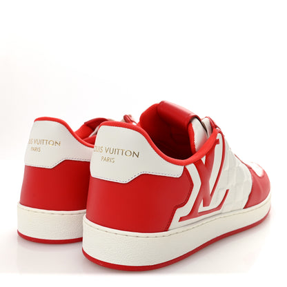 Louis Vuitton Calfskin Maxi Damier Mens Rivoli Sneakers 10 Red White 5 of 9
