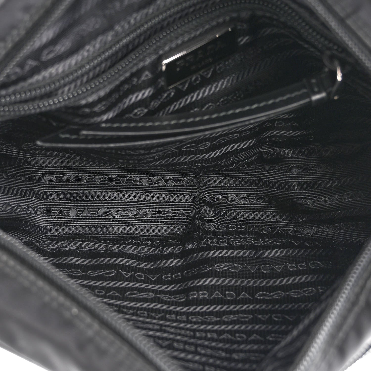 Prada Tessuto Nylon Studded New Vela Shoulder Bag Black Bianco 5 of 9