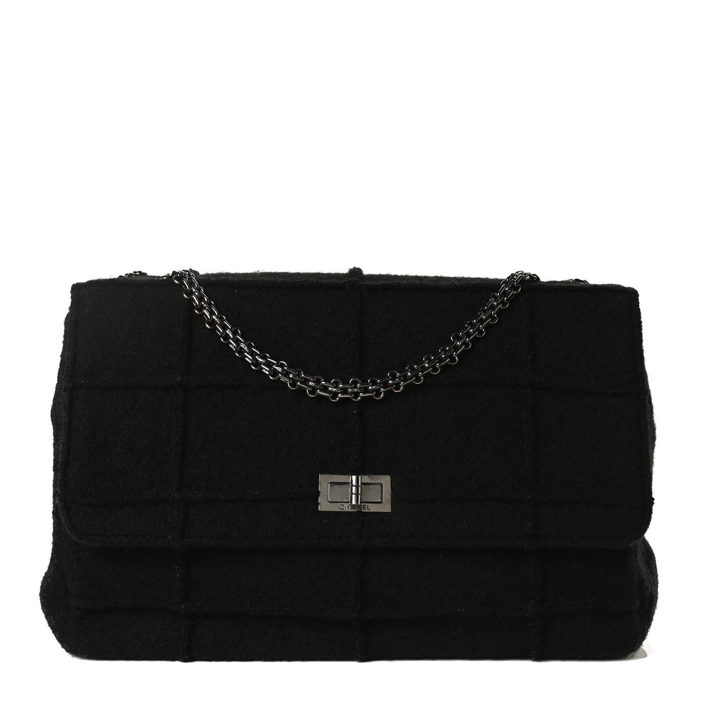 Wool Jumbo Chocolate Bar Mademoiselle Flap Black