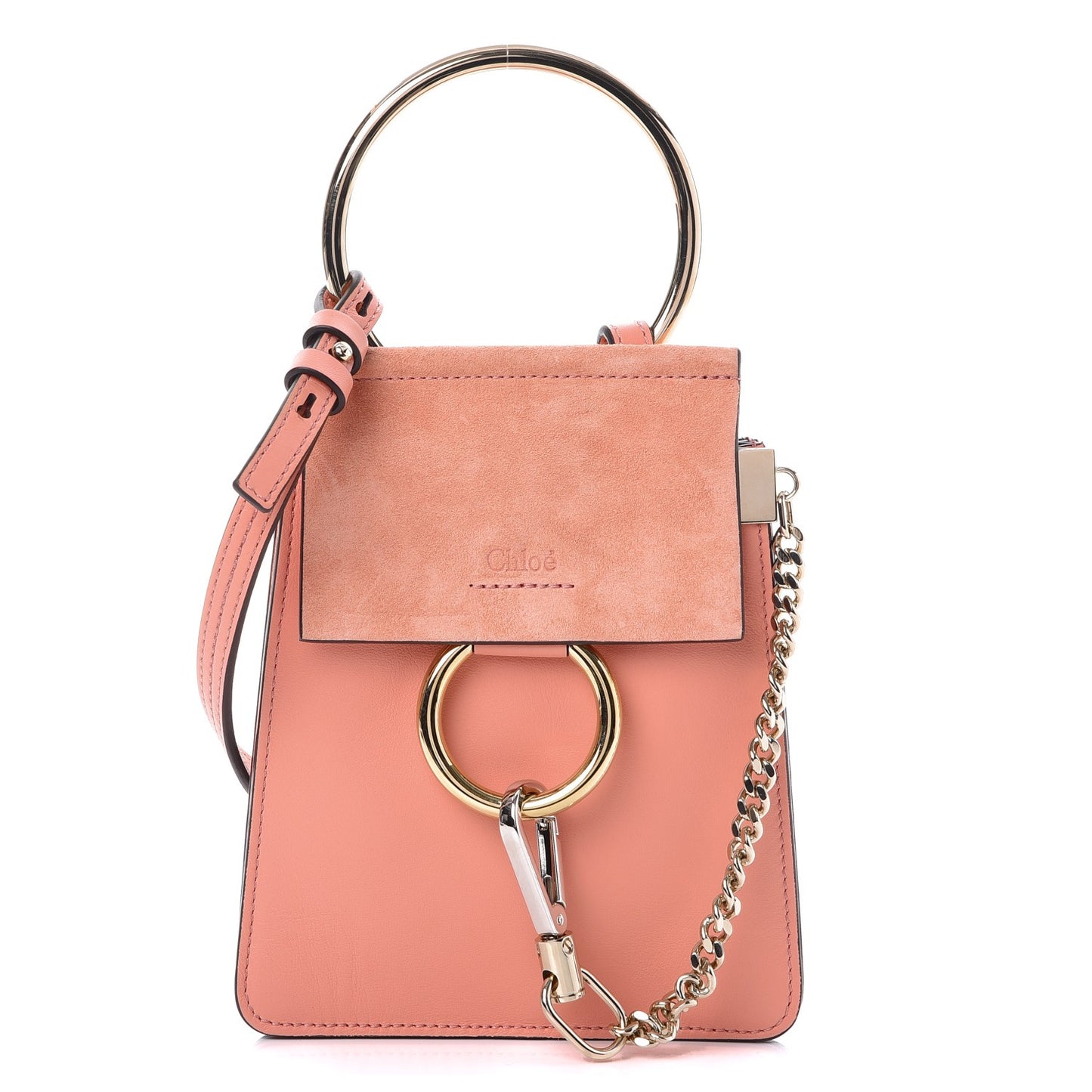 Suede Calfskin Mini Faye Bracelet Bag Ideal Blush