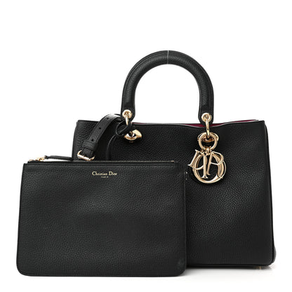 Christian Dior Bullcalf Medium Diorissimo Tote Black Rose Indien 1 of 12