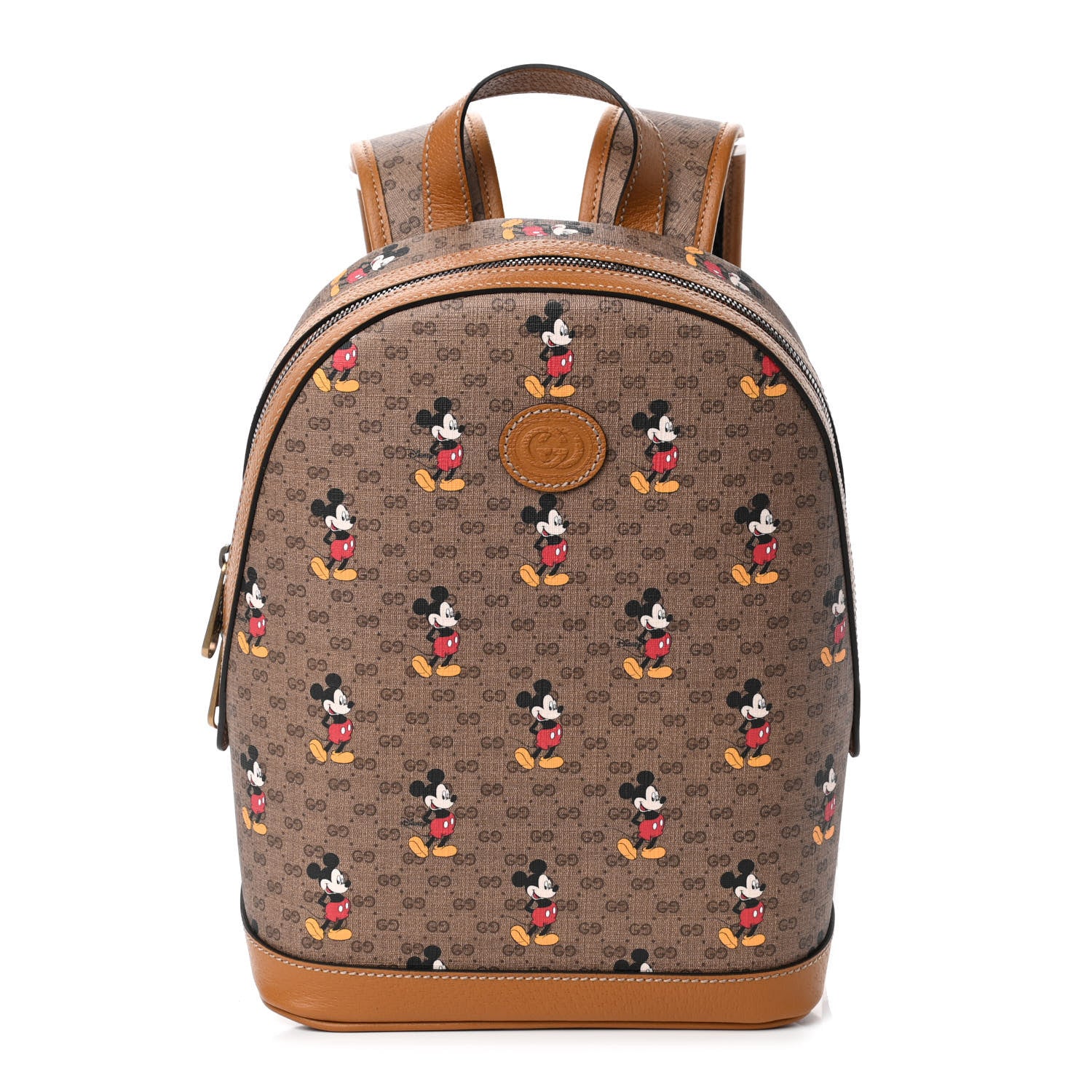Gucci X DISNEY Mini Vintage GG Supreme Monogram Mickey Mouse Small Dome Backpack Beige Vintage Sun Oil 1 of 4