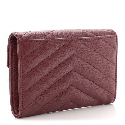 Saint Laurent Grain De Poudre Matelasse Chevron Small Monogram Envelope Wallet Rouge Eros 3 of 8