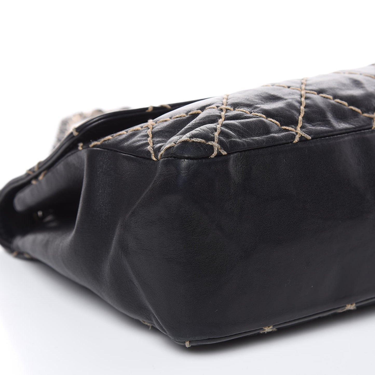 Calfskin Wild Stitch Jumbo Flap Black