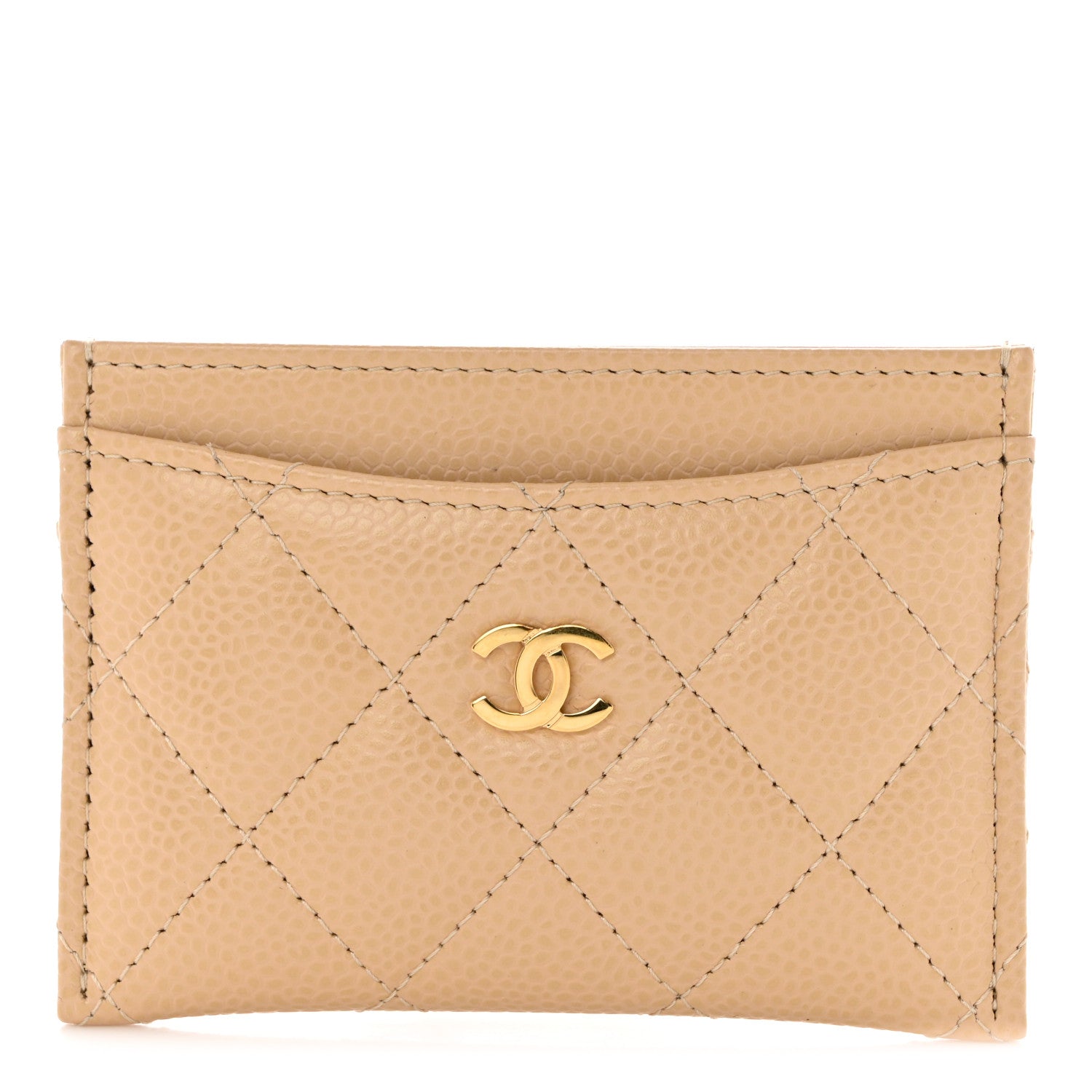 Chanel Caviar Quilted Card Holder Beige 1 of 9