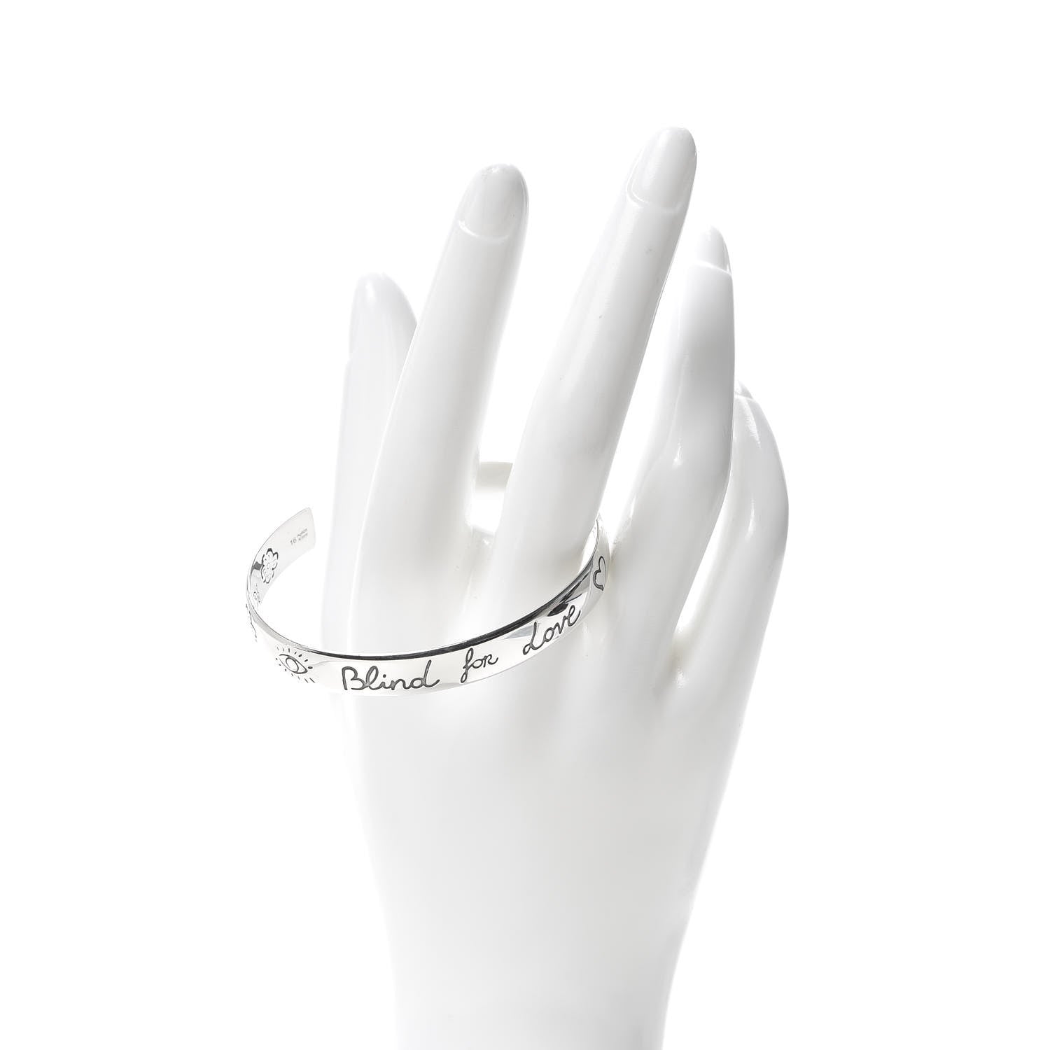 Gucci Sterling Silver Blind for Love Cuff Bracelet 2 of 5