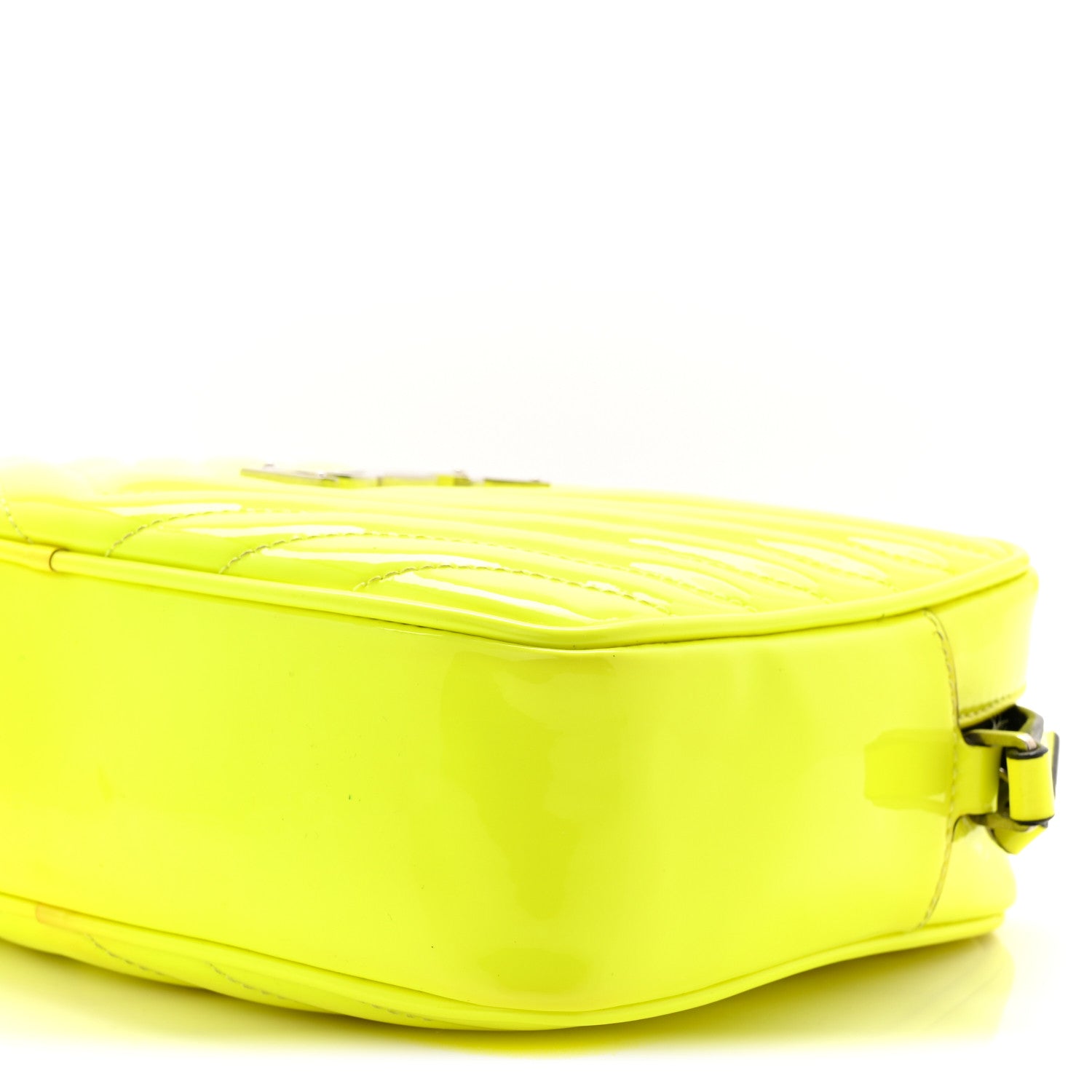 Saint Laurent Patent Calfskin Matelasse Monogram Lou Camera Bag Neon Yellow 10 of 11