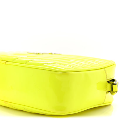 Saint Laurent Patent Calfskin Matelasse Monogram Lou Camera Bag Neon Yellow 10 of 11