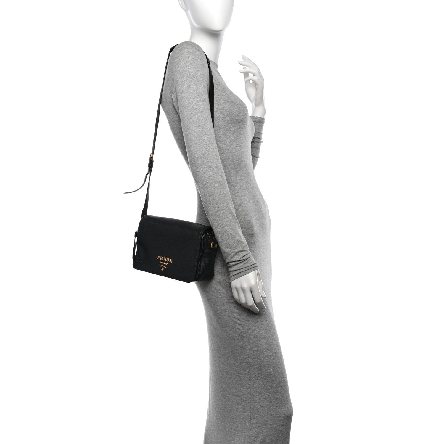 Prada Vitello Phenix Crossbody Bag Black 2 of 12