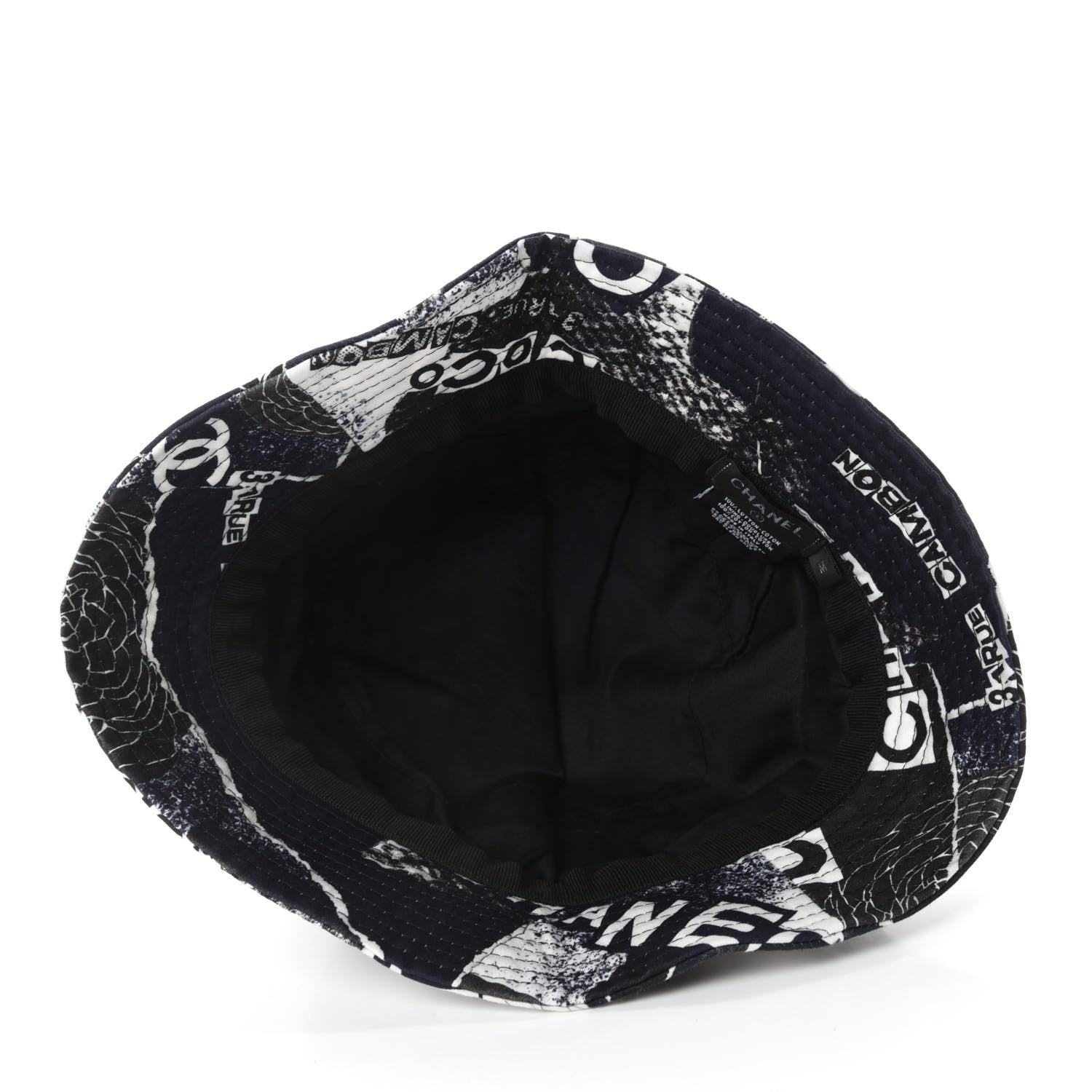 Chanel Cotton Coco Print Bucket Hat M Navy Black White 6 of 7