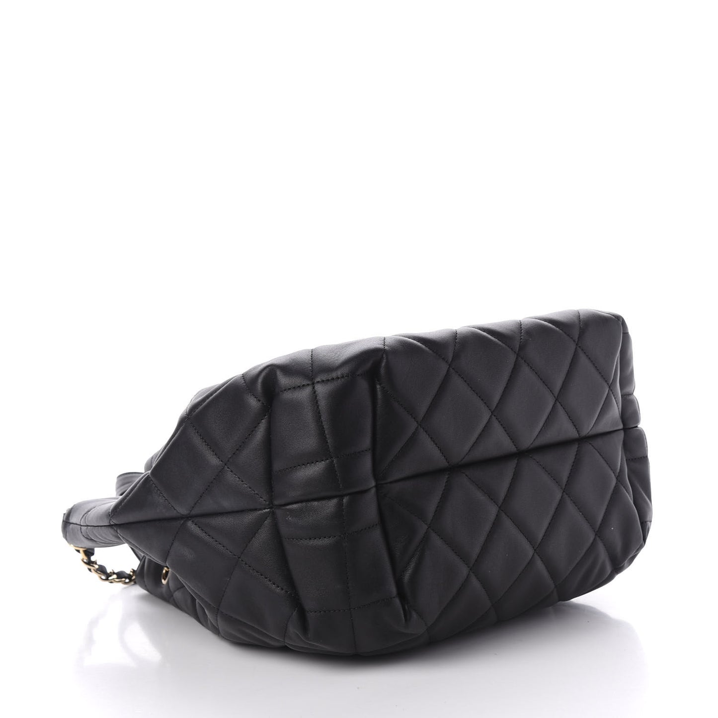 Lambskin Quilted CC Dweller Drawstring Tote Black