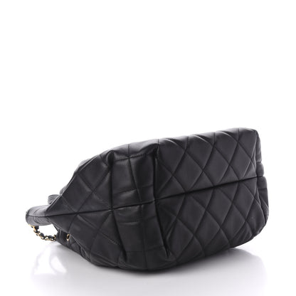 Chanel Lambskin Quilted CC Dweller Drawstring Tote Black 4 of 11