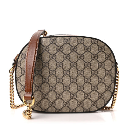 Gucci GG Supreme Monogram Cuoio Toscano Mini Chain Shoulder Bag Beige Ebony Cuir 1 of 11