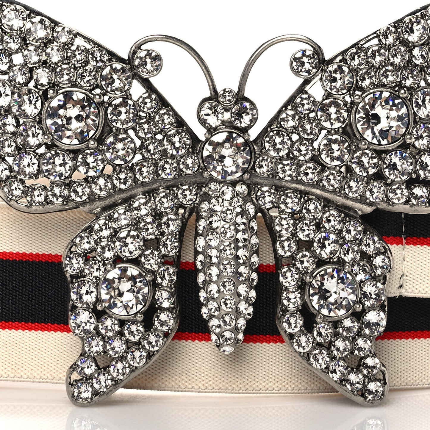 Jacquard Crystal Stripe Butterfly Belt 80 32 White