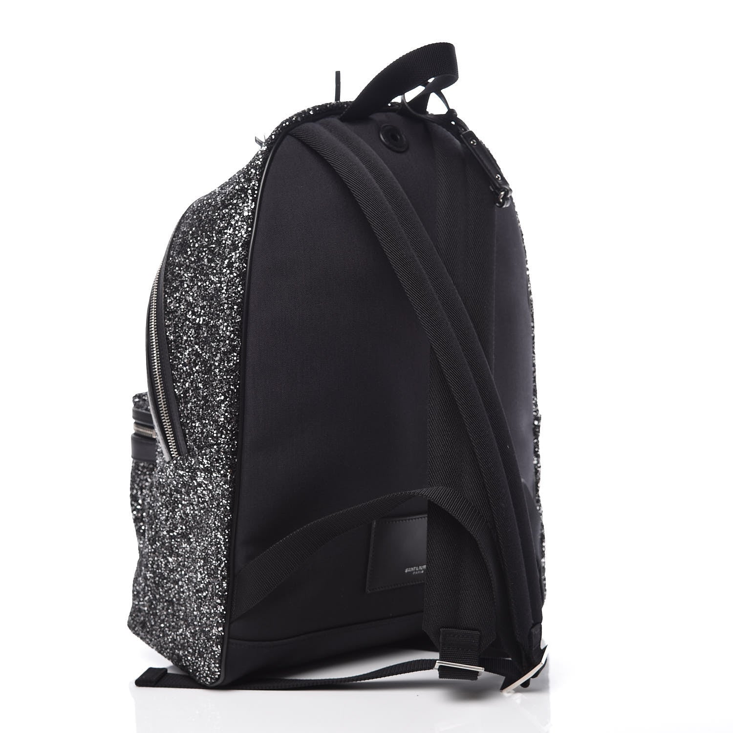 Saint Laurent Glitter Canvas City Backpack Black 3 of 10