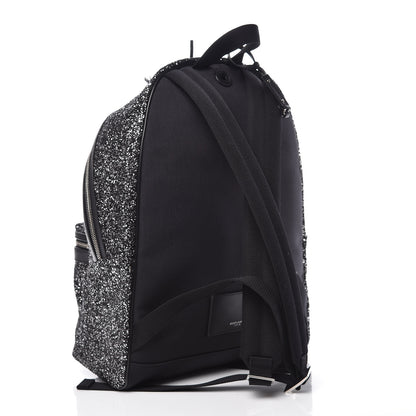 Saint Laurent Glitter Canvas City Backpack Black 3 of 10