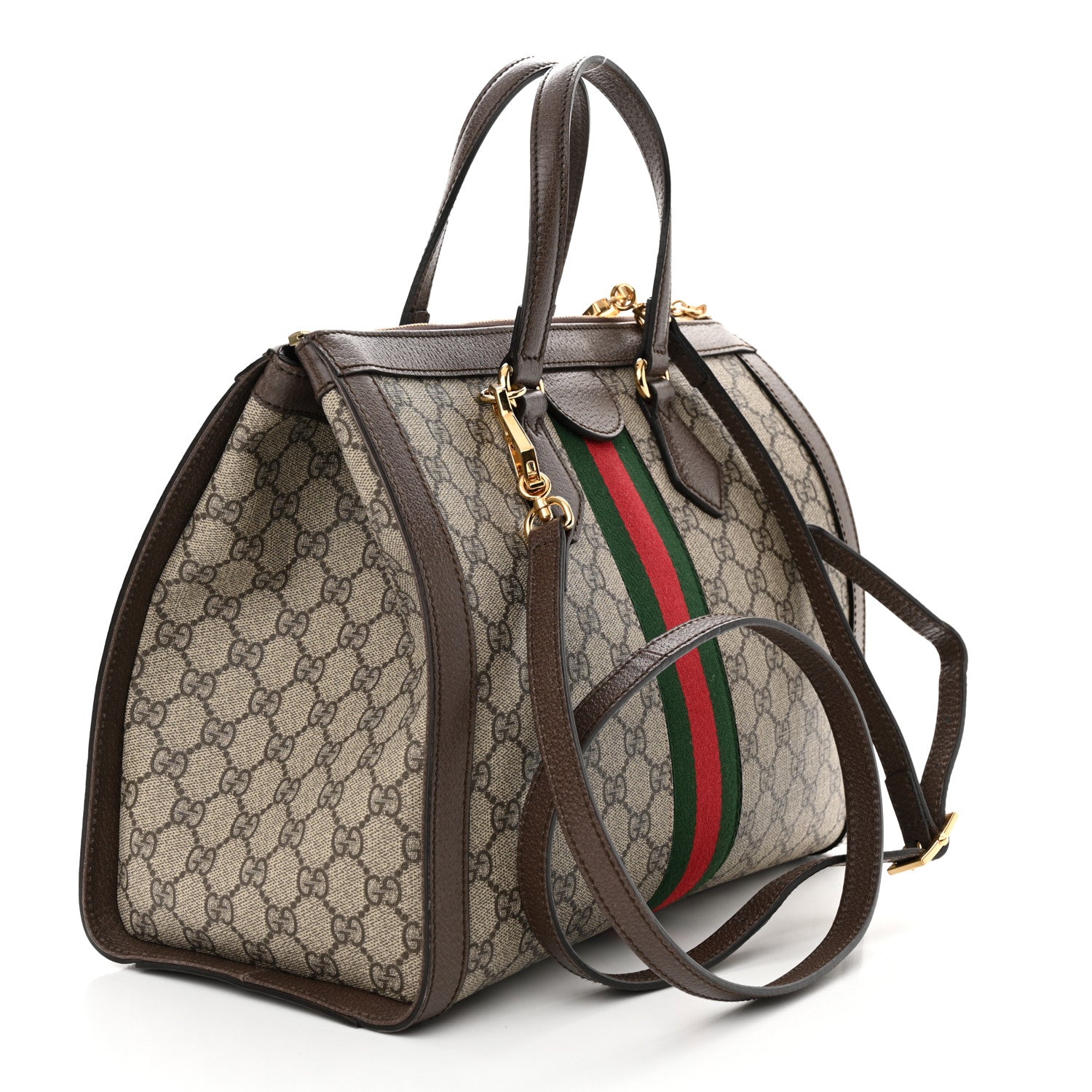 Gucci GG Supreme Monogram Web Medium Ophidia Tote Bag Brown 3 of 11