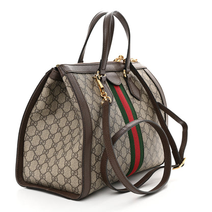 Gucci GG Supreme Monogram Web Medium Ophidia Tote Bag Brown 3 of 11