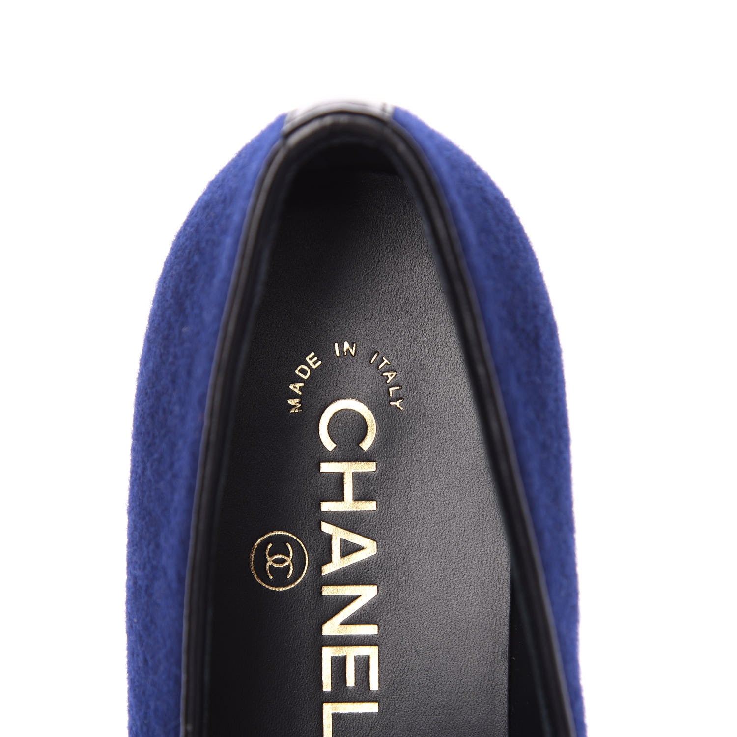 Chanel Fabric Lambskin Womens CC Mocassin Loafers 39.5 Navy Black 11 of 14