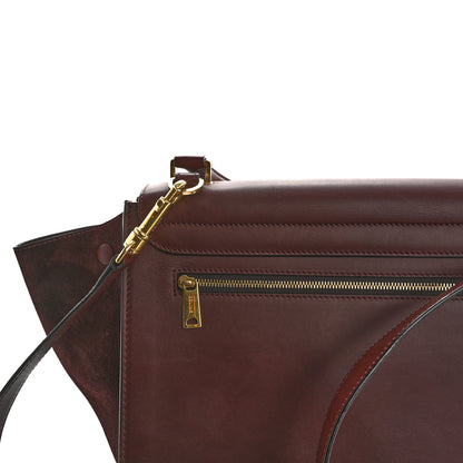 Celine Smooth Calfskin Suede Medium Trapeze Burgundy 11 of 13