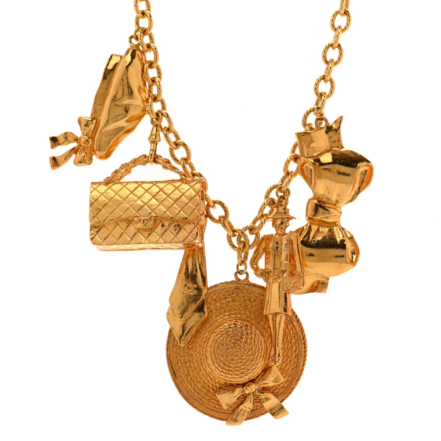 Metal CC Charm Short Necklace Gold