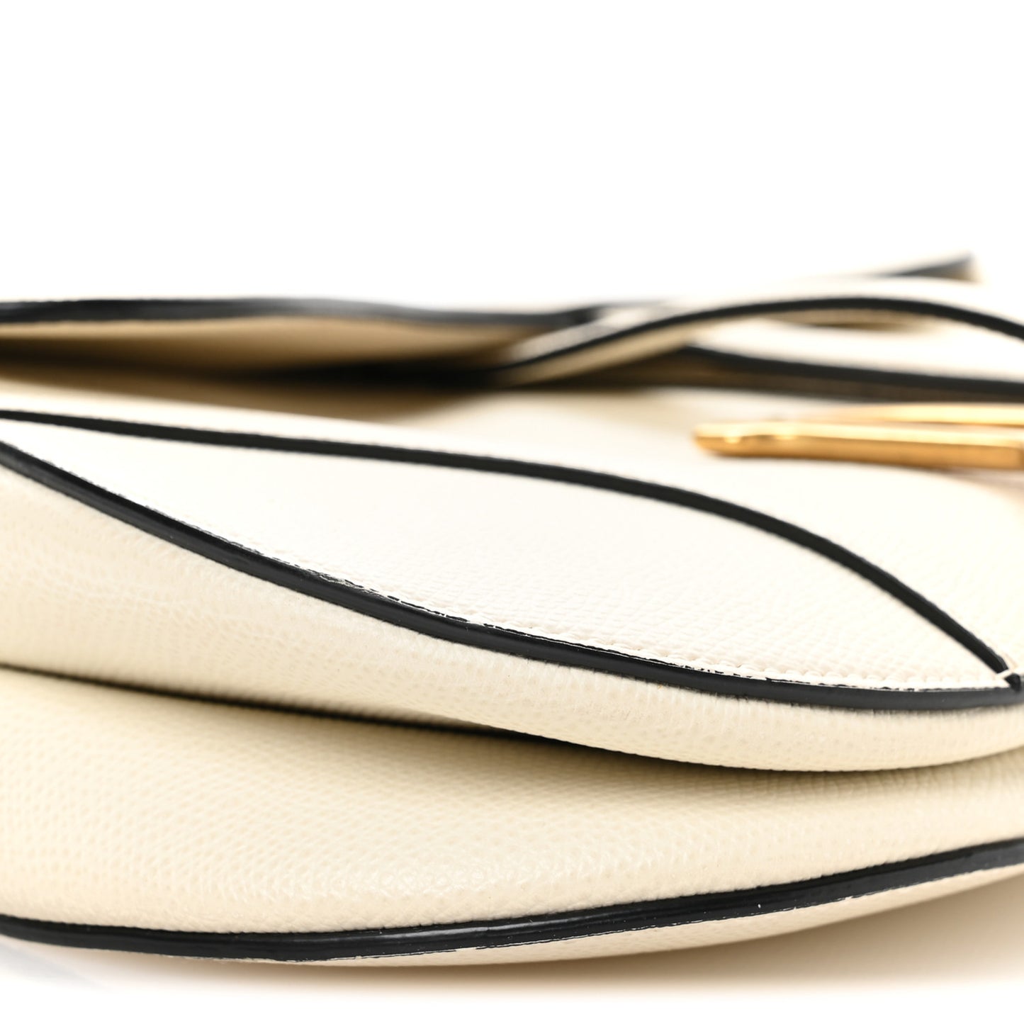 Grained Calfskin Saddle Bag White
