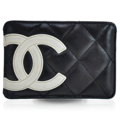 Chanel Calfskin Quilted Cambon Card Holder Black White 1 of 7