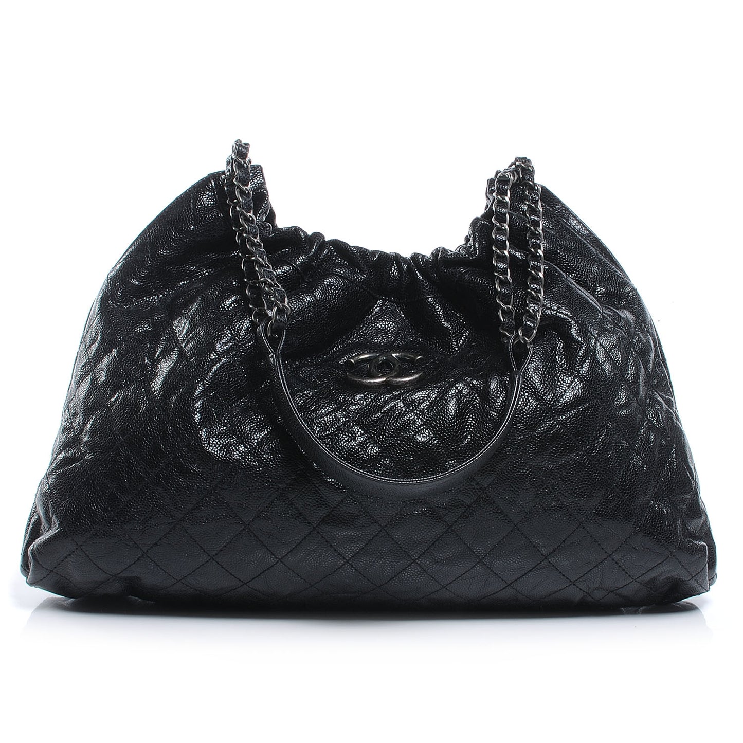 Caviar Quilted Medium Elastic Tote Black