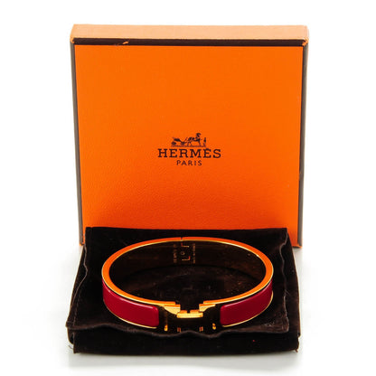 Hermes Enamel Clic Clac H Narrow Bracelet GM China Red 4 of 6