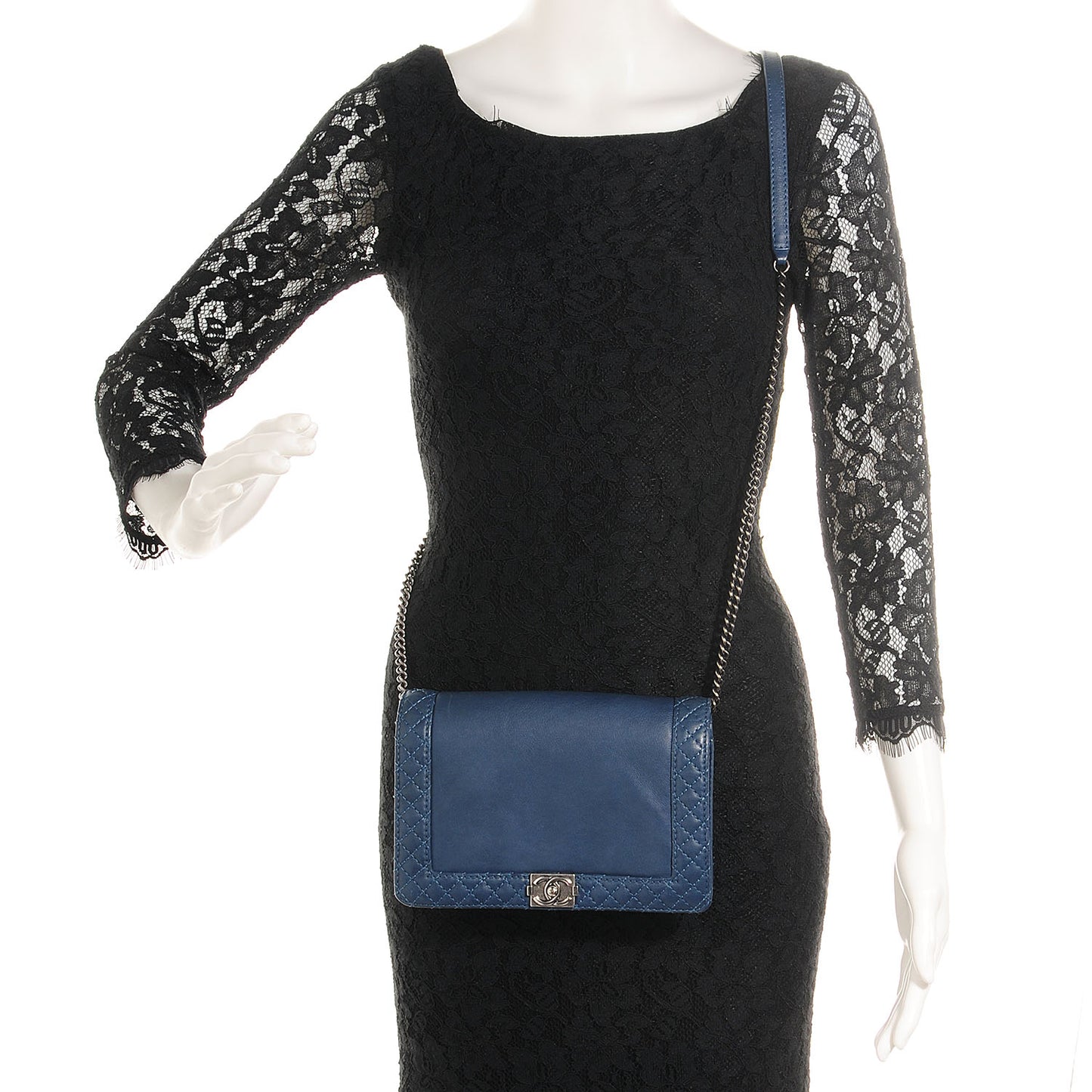 Calfskin Small Boy Reverso Flap Dark Blue
