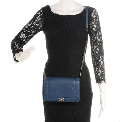 Chanel Calfskin Small Boy Reverso Flap Dark Blue 2 of 14