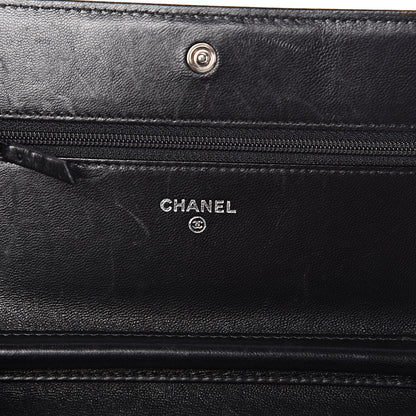 Chanel Lambskin Quilted Boy Wallet On Chain WOC Black 6 of 13