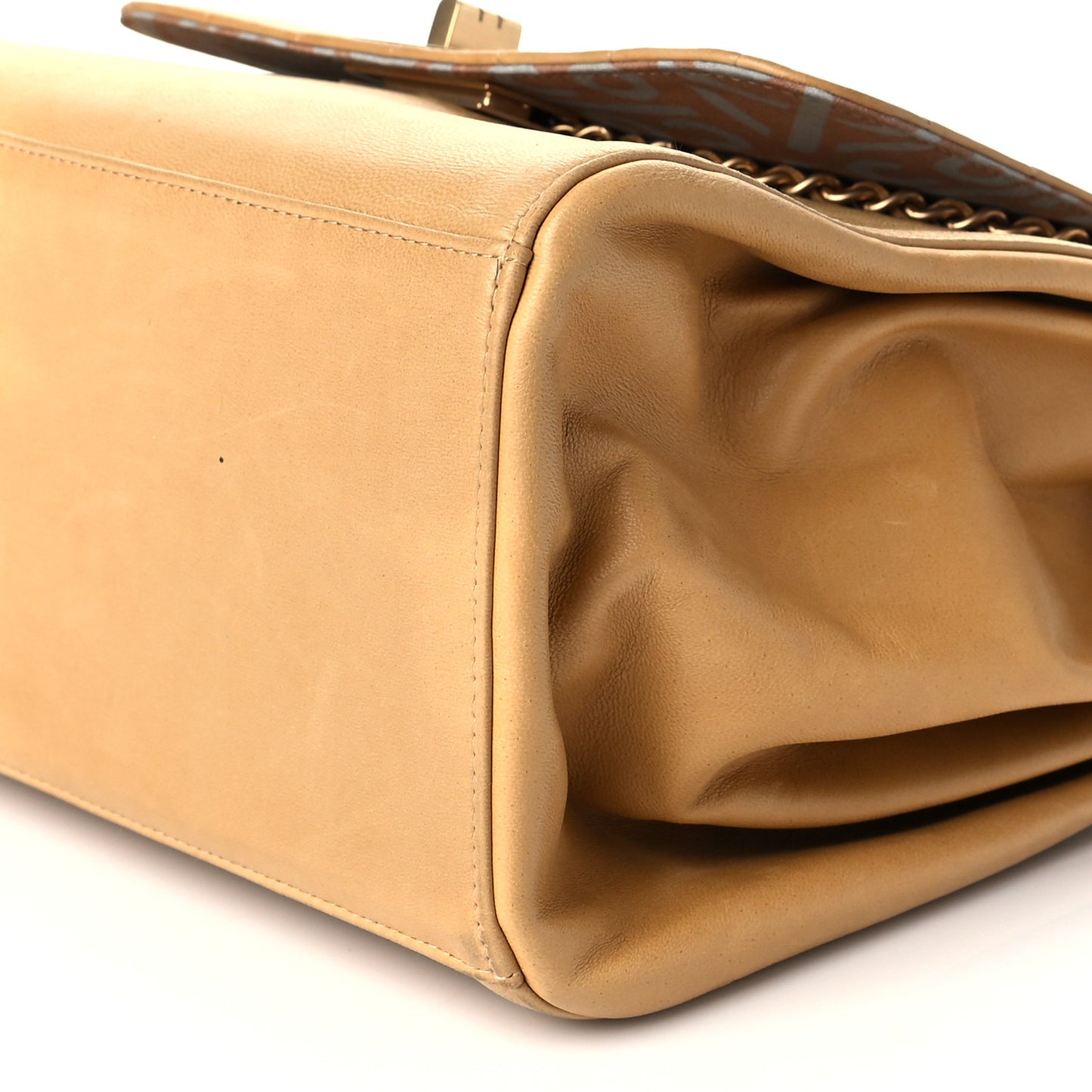 Lambskin Chocolate Bar Accordion Flap Beige
