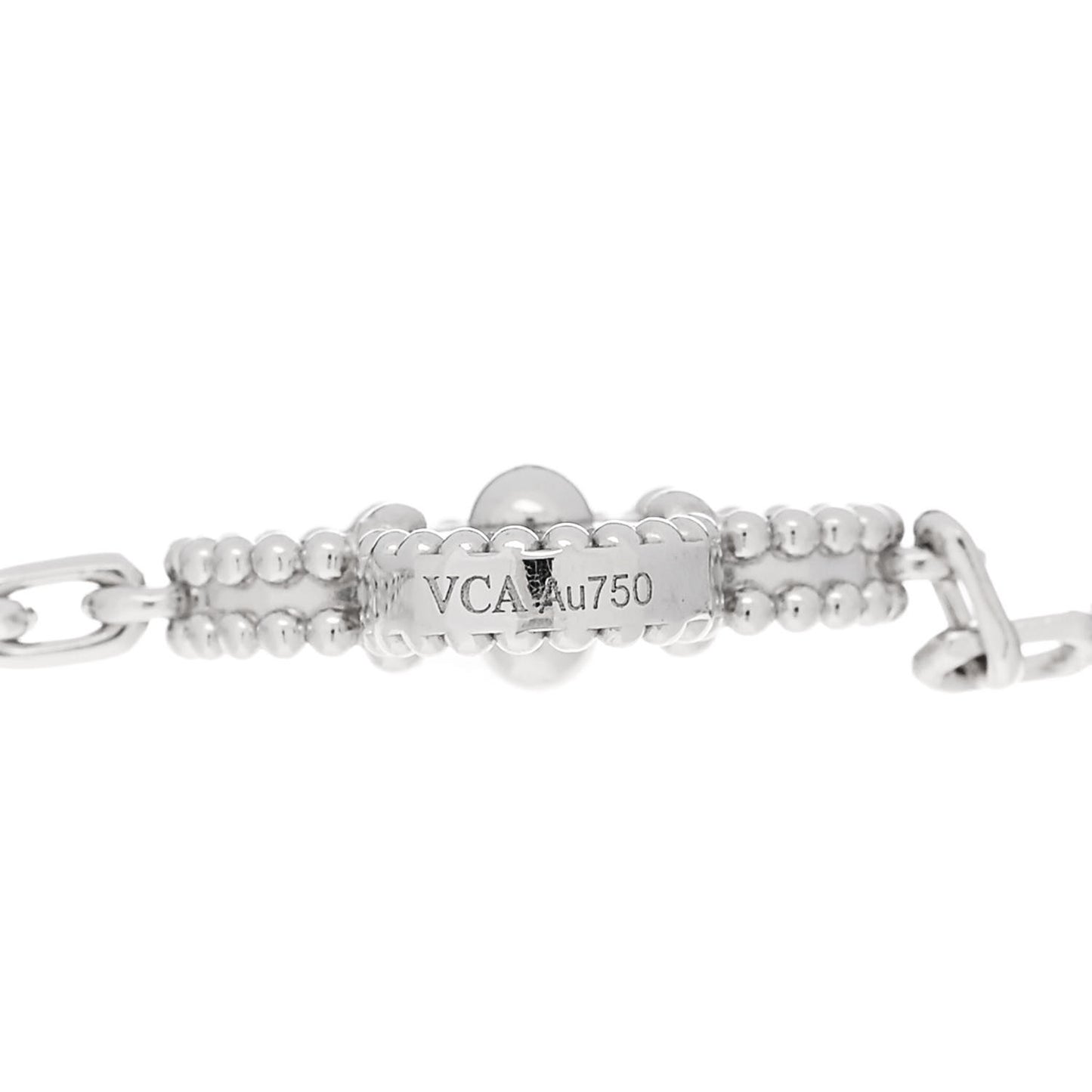 18K White Gold 5 Motifs Guilloche Vintage Alhambra Bracelet