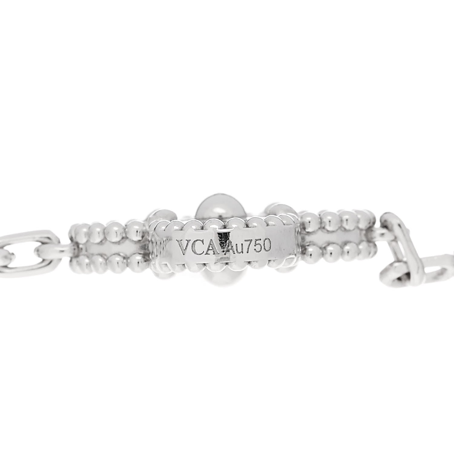 Van Cleef & Arpels 18K White Gold 5 Motifs Guilloche Vintage Alhambra Bracelet 4 of 5
