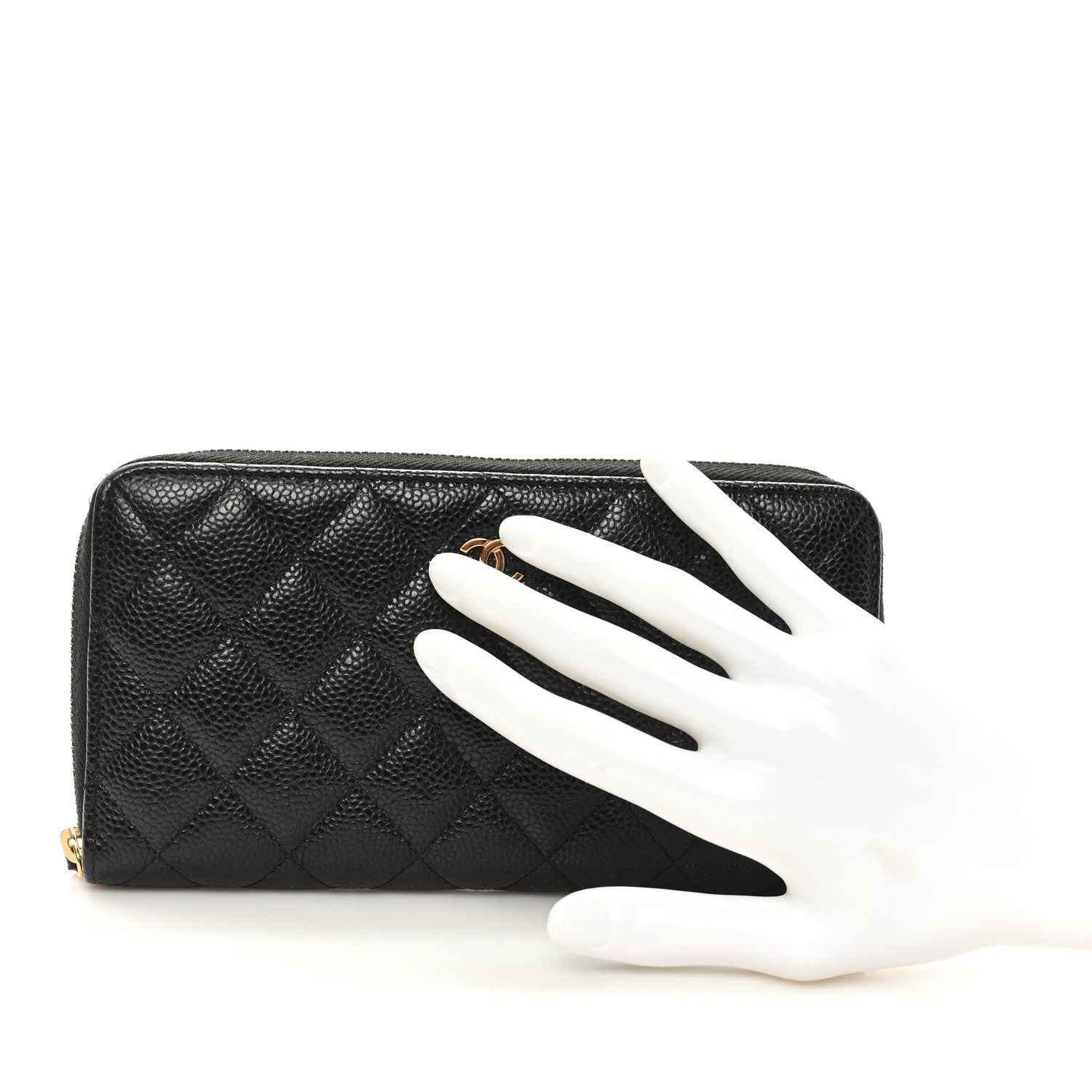 Chanel Caviar Quilted Large Gusset Zip Around Wallet Black 2 of 9