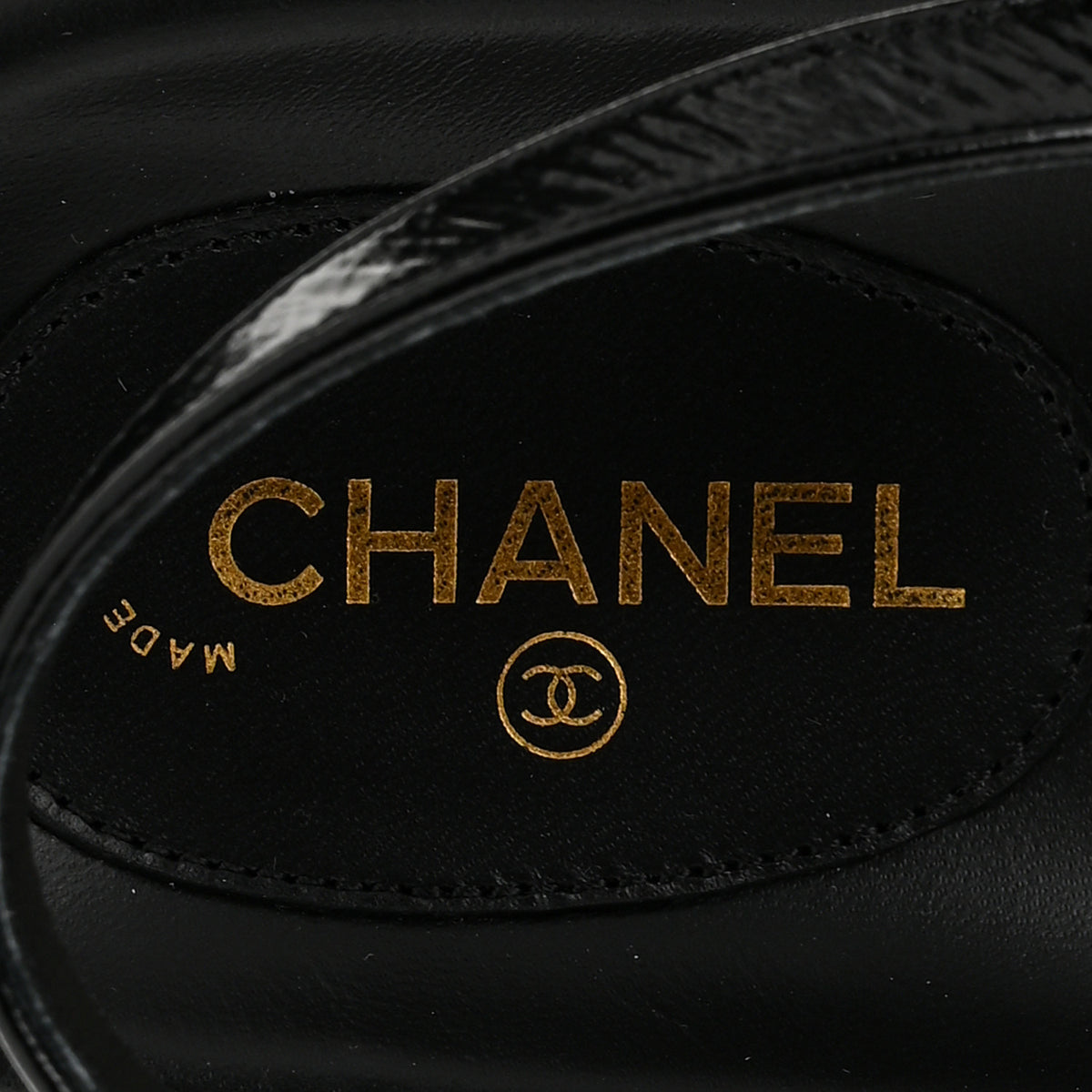 Chanel Shiny Crumpled Lambskin CC Cut Out Sandals 37 Black 7 of 9