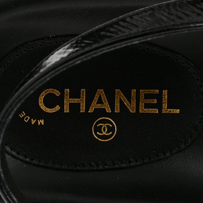 Chanel Shiny Crumpled Lambskin CC Cut Out Sandals 37 Black 7 of 9