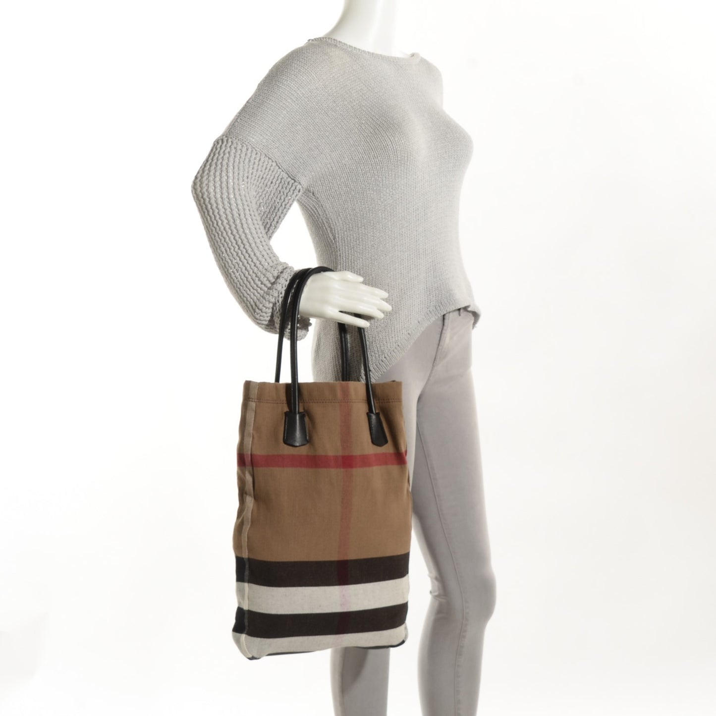 Canvas Mega Check Medium Lauriston Tote Black