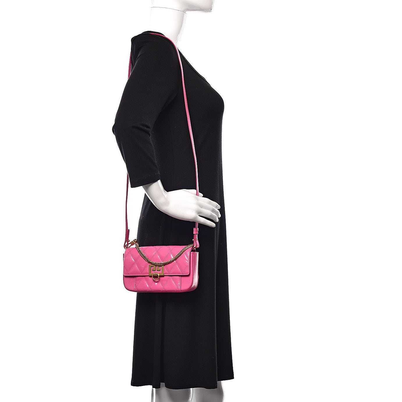 Givenchy Goatskin Quilted GV3 Mini Pocket Convertible Bag Pink 2 of 10