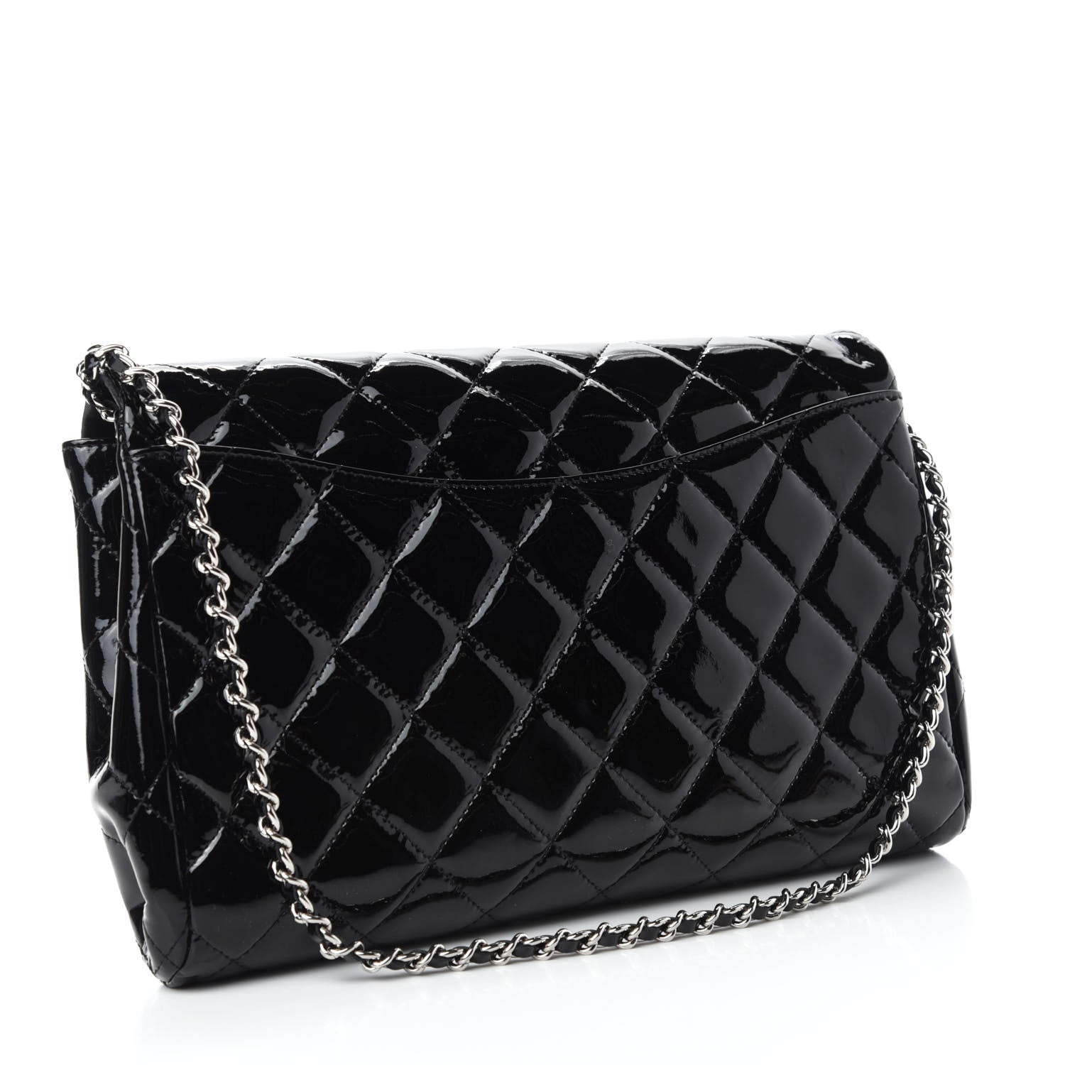 Chanel Patent Quilted Clutch with Chain Flap Black 3 of 10