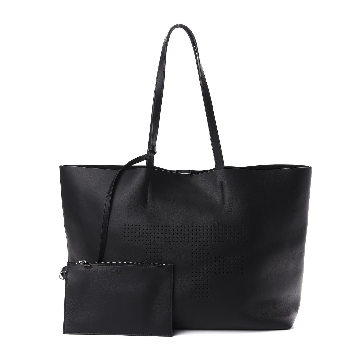 Calfskin Perforated Logo Tote Black