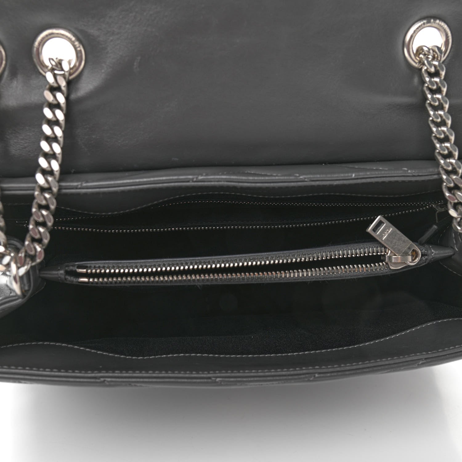 Saint Laurent Calfskin Y Quilted Monogram Medium Loulou Chain Satchel Grey 5 of 9