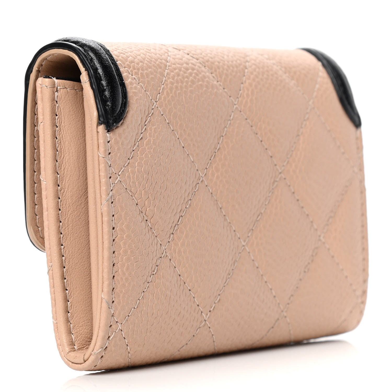 Chanel Caviar Quilted Filigree Flap Card Holder Beige Black 2 of 5