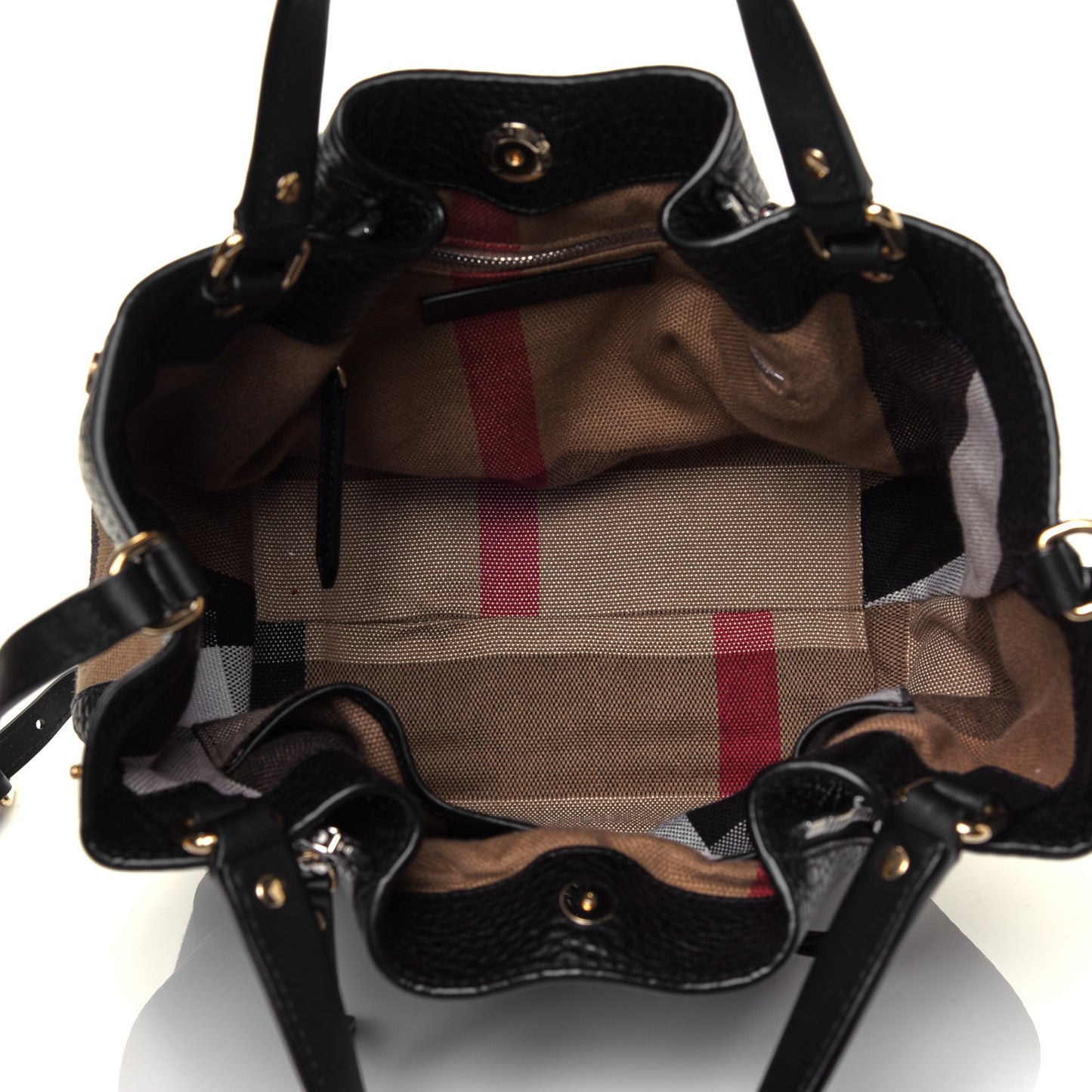 Grainy Calfskin House Check Small Maidstone Black