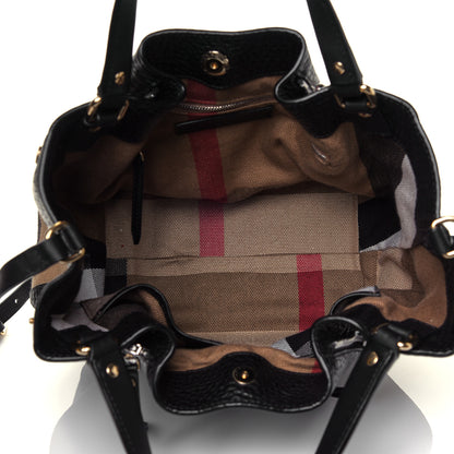 Burberry Grainy Calfskin House Check Small Maidstone Black 4 of 5